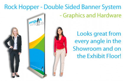 Rock Hopper Double-Sided Roll-Up Banner Stand - Hardware and Graphics